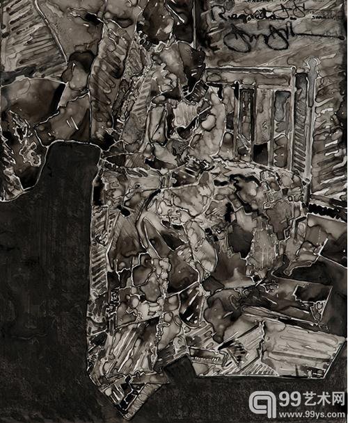 贾斯培·琼斯《无题》，塑料材质水墨，69.9×91.4cm，2013年