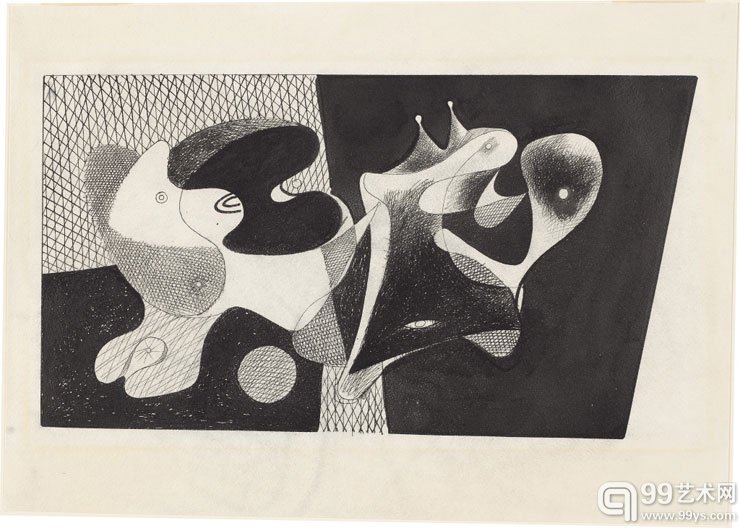 8.Arshile Gorky, 《Study for Nighttime, Enigma and Nostalgia》, 1934