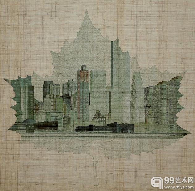 《一叶落知天下秋》No.3 傅文俊 夏布观念摄影 83cmx83cm 2014