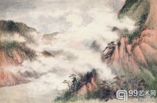 董寿平(1904-1997)峡江烟云