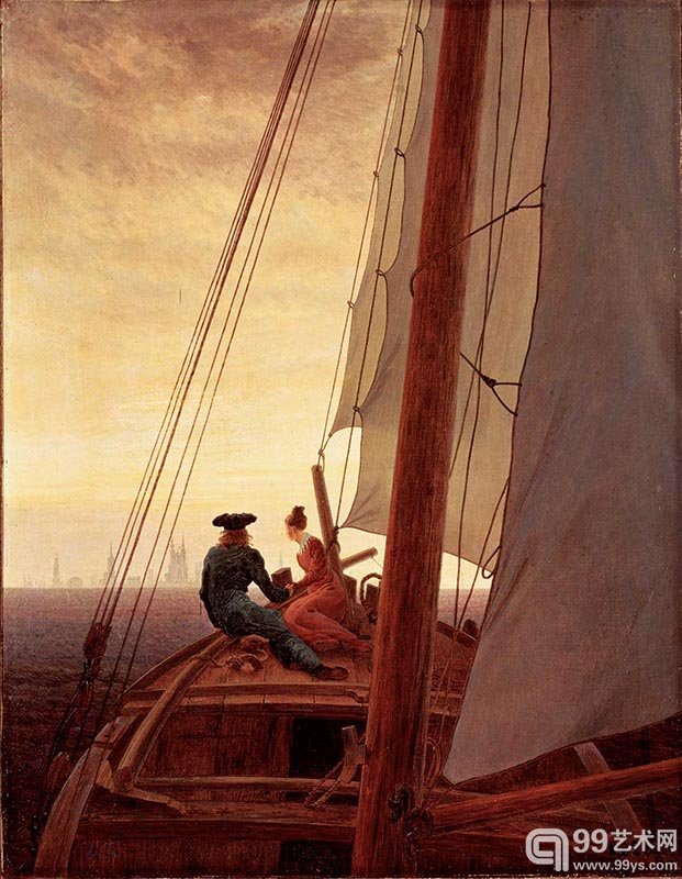 ​弗里德里希，《一艘帆船上》（On Board a Sailing Ship）​1818年-1820年​1820年尼古拉斯一世参观艺术家工作室时购入​