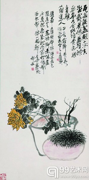 吴昌硕 《盆菊》（中国画）