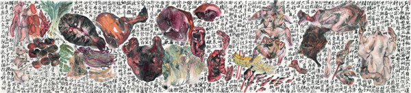 李津 《盛宴组画之六》 纸本设色 2012 230×53cm