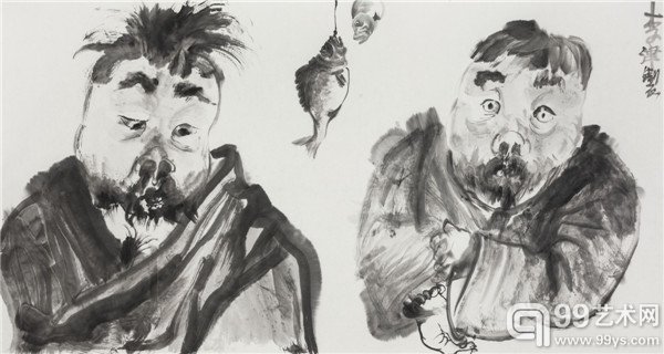 李津 《双鱼图》 纸本设色 2014 181×98cm