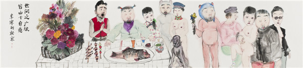 李津 《世间之广狭》 纸本设色 2013 230×53cm