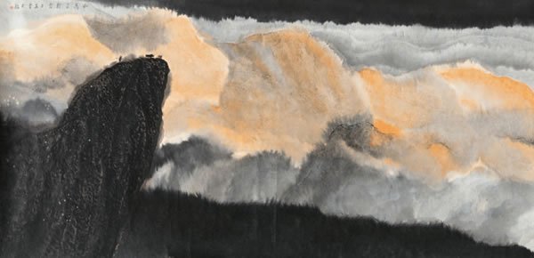 贾又福 山高多彩云纸本镜心66 × 137 cm