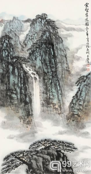 宋玉麟 云壑奔流图纸本立轴70 × 37 cm
