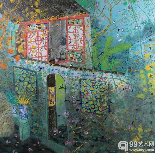 3方向 春风纸本镜心68 × 68 cm