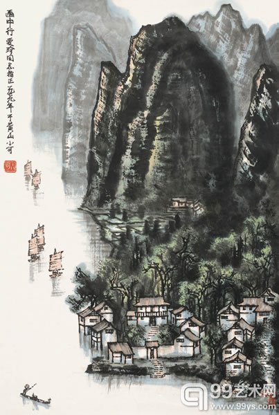 6李小可 画中行纸本镜心69 × 46 cm