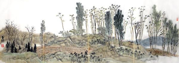刘亚璋   《古垣春色》  纸本   40cm ×120cm    2013年