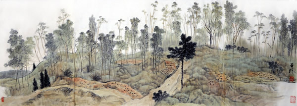 刘亚璋   《雨霭 》    纸本   40 cm ×120cm     2013年