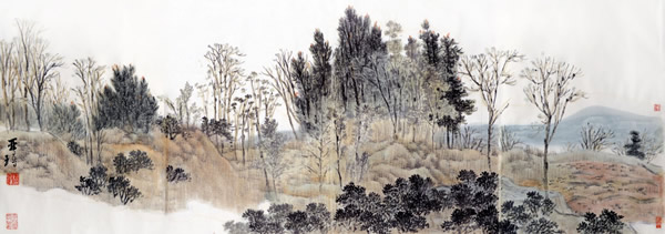刘亚璋   《茶岭》  纸本   40cm ×120cm    2013年