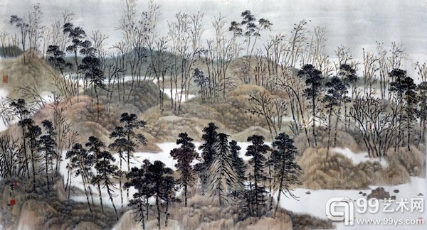 刘亚璋    《秋湖》   纸本  180cm ×90cm    2013年