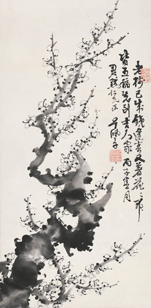 吴佩孚 墨梅纸本立轴65 × 32 cm
