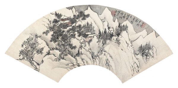 溥儒 雪山金刹纸本镜心、纸本扇面20 × 56 cm