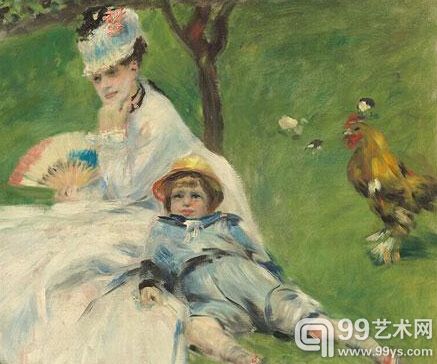 奥古斯特•雷诺阿，《莫奈夫人及其子》，1874年，布面油画。