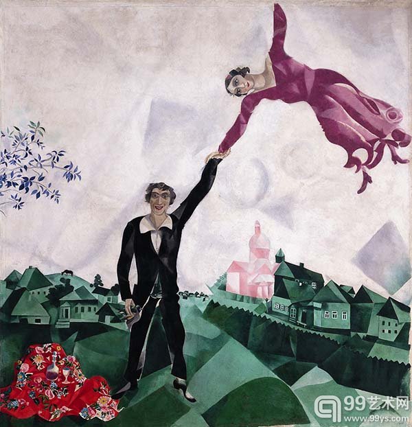 夏加尔1917-1918年作品《步行》