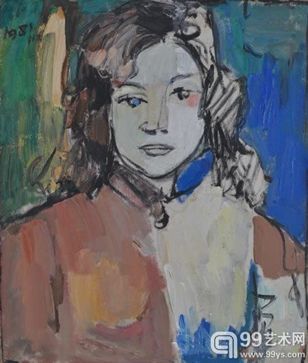 黄锐《星星女孩》1981 年作油彩画布45.5 x 38.5 cm.