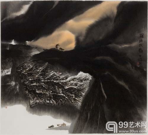 贾又福（B.1942） 《蹊山牧趣》2007年作设色纸本镜心75 × 82 cm