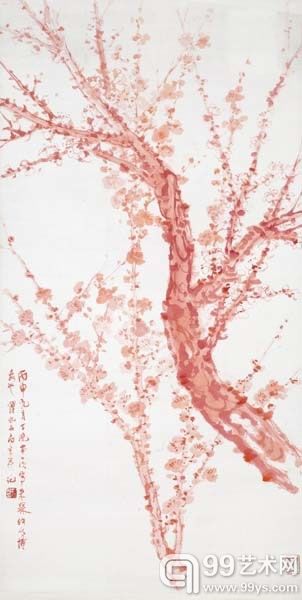 傅抱石《朱梅图》设色纸本立轴86 × 44cm1956年作