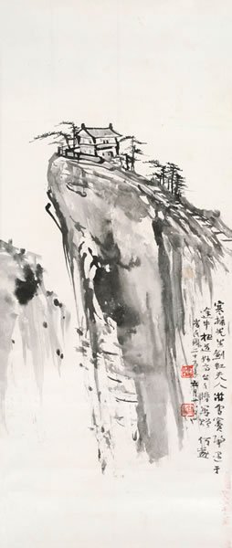 何遂 妙高台胜景纸本立轴66 × 27 cm