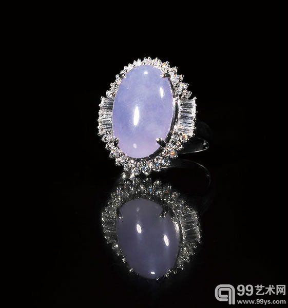 18K白金镶钻紫罗兰戒指长 1.6 cm附北京高德珠宝鉴定研究所证书