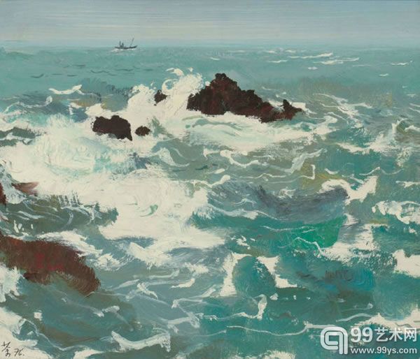 吴冠中（1919-2010）《海浪》纸板油画30×36cm1976年