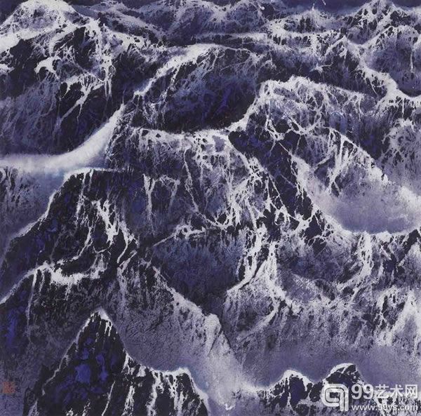 刘国松（b.1932）康地嘉峰：西藏组曲第七十号纸本彩墨70×69.5cm2005年
