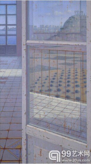 朱赛贝   《渗透-视觉》 木板油画   150cm x 75cm  2005年
