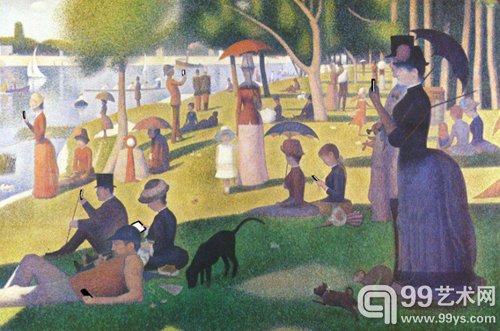 改自画家Georges-Pierre Seurat名作“A Sunday Afternoon on the Island of La Grande Jatte”