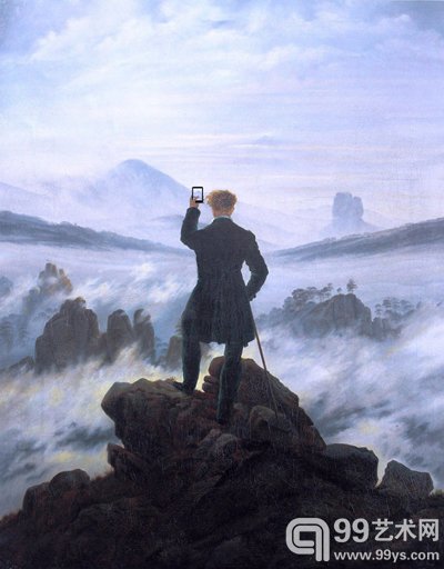 改自德国画家Caspar David Friedrich的“Wanderer above the Sea of Fog”
