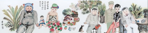 李津诗人风月53×230cm纸本设色