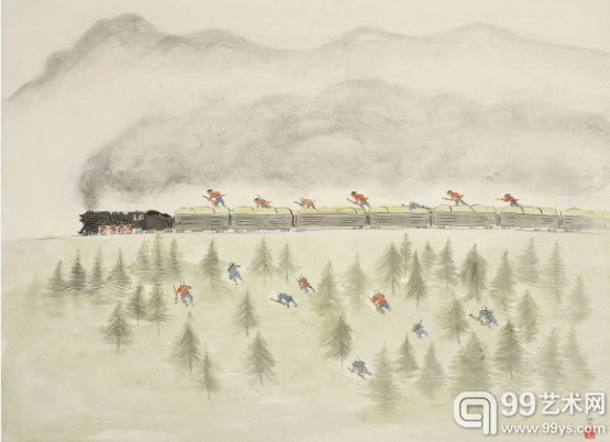 武艺火车50×66cm纸本设色2013