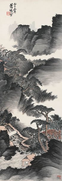 萧愻 松风泉韵纸本立轴102 × 35 cm