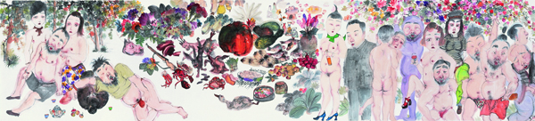 盛宴组画之十 纸本设色 2012 230×53cm