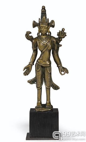 拍品编号 250约十二世纪西藏西部菩萨铜像高 5 1/2 寸 (14 公分 )美元6,000-8,000