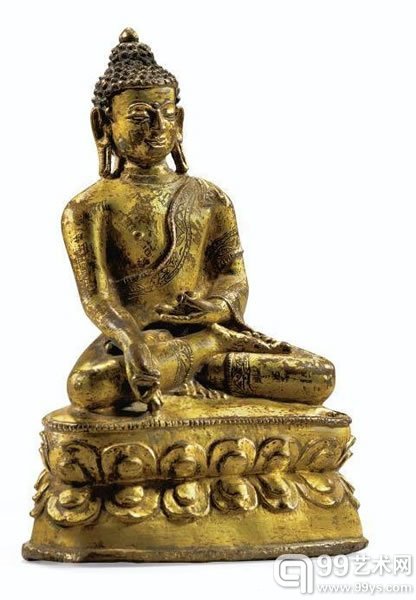 拍品编号 253十六 / 十七世纪西藏鎏金铜佛像高 6 1/2 寸 (16.5 公分 )美元8,000-10,000