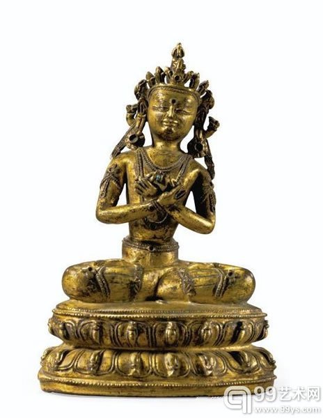 拍品编号 254十六 / 十七世纪西藏鎏金铜金刚总持佛像高 7 寸 (17.8 公分 )美元10,000-15,000