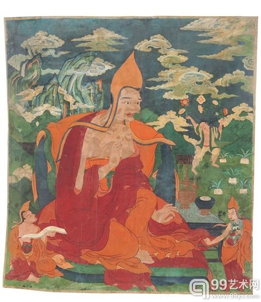 拍品编号 287约十八世纪西藏世亲画像84 1/2 x 79 寸 (215.3 x200.7 公分 )美元60,000-80,000