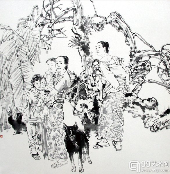 张志平-庭院中国画180cm×180cm2006