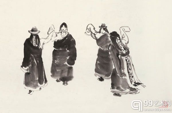 叶浅予 藏族舞纸本镜心25 × 39 cm