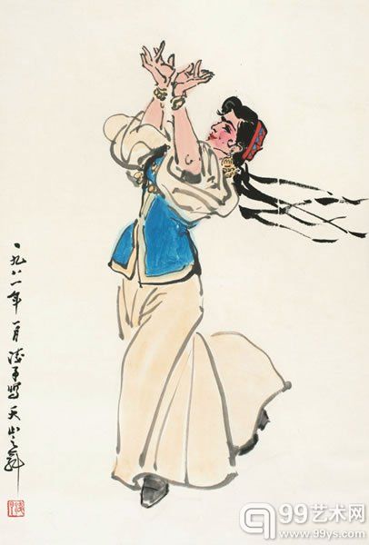 叶浅予 天山之舞纸本立轴68 × 46 cm
