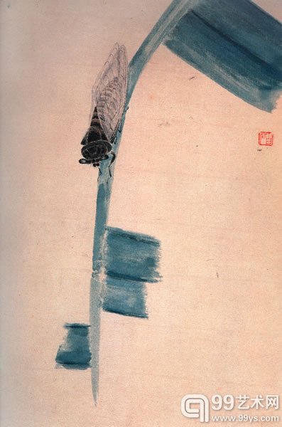 《焦叶秋蝉》，齐白石，1920年，25.5X18.5cm