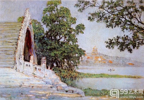 颜文樑《北京玉带桥》油画1953年