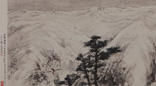 傅抱石《毛泽东词意山水》水墨纸本镜心36.5×62.5cm