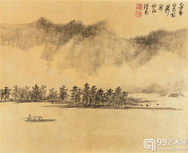 谢稚柳 《江山粹美册》之四 纸本设色 册页29×36cm