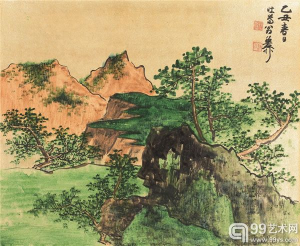 谢稚柳 《江山粹美册》之五 纸本设色 册页29×36cm