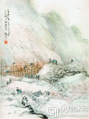 黎雄才 《三门峡工寺之四》（中国画） 30cm×40cm