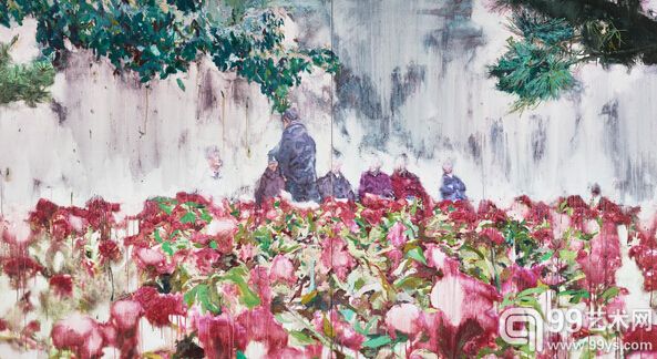 许宏翔《花丛》180cm×260cm 布面油画及丙稀 2012年