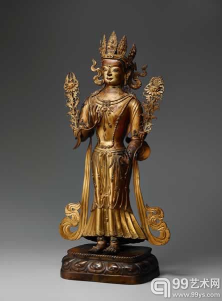 18世纪〈鎏金铜弥勒立像〉，高66cm，预估价380万-460万港元